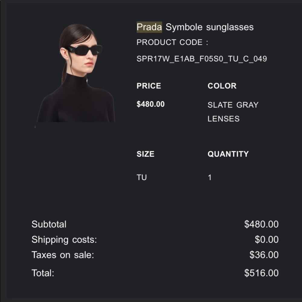Prada Sunglasses 100% Authentic. NEW NEVER WORN….